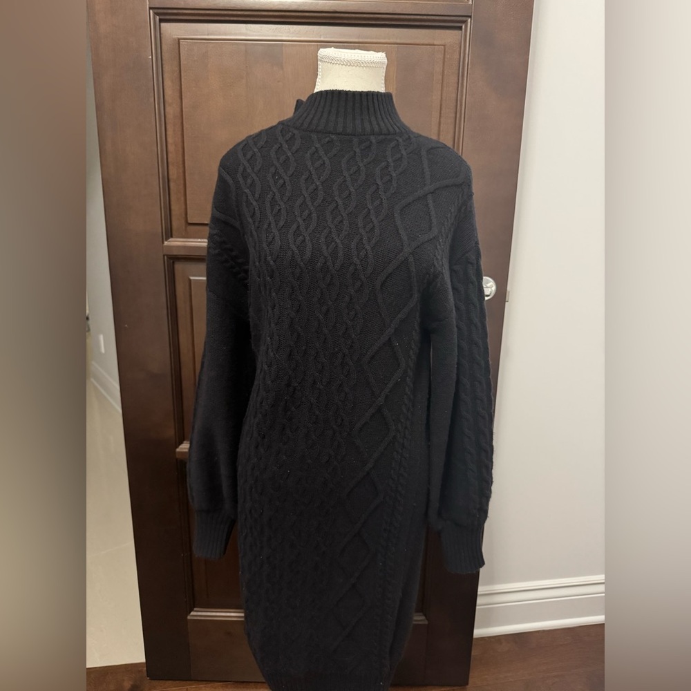 Guess Black Turtleneck Knit Sweater dress